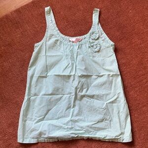 Victoria's Secret Mint Striped Girls Tank with Flower Appliqués